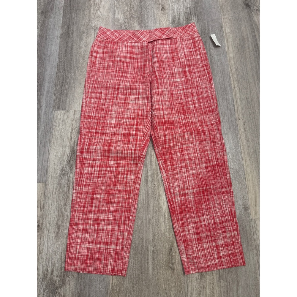 Talbots Womens Red White Crosshatch Ankle Pants Size 6 NWT Career Casual